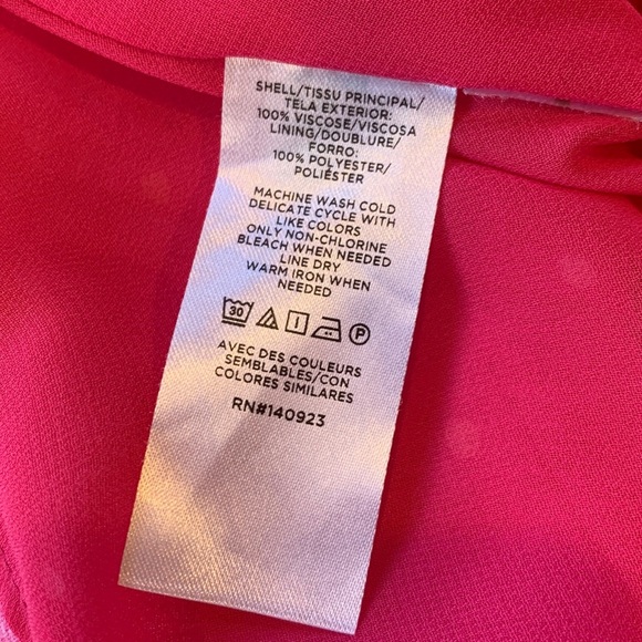 LOFT Polka Dot Bright Pink V-Neck Sleeveless Dress Women’s Large - Picture 8 of 9